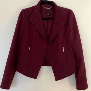 WHBM Burgundy Cropped Blazer - Size 6